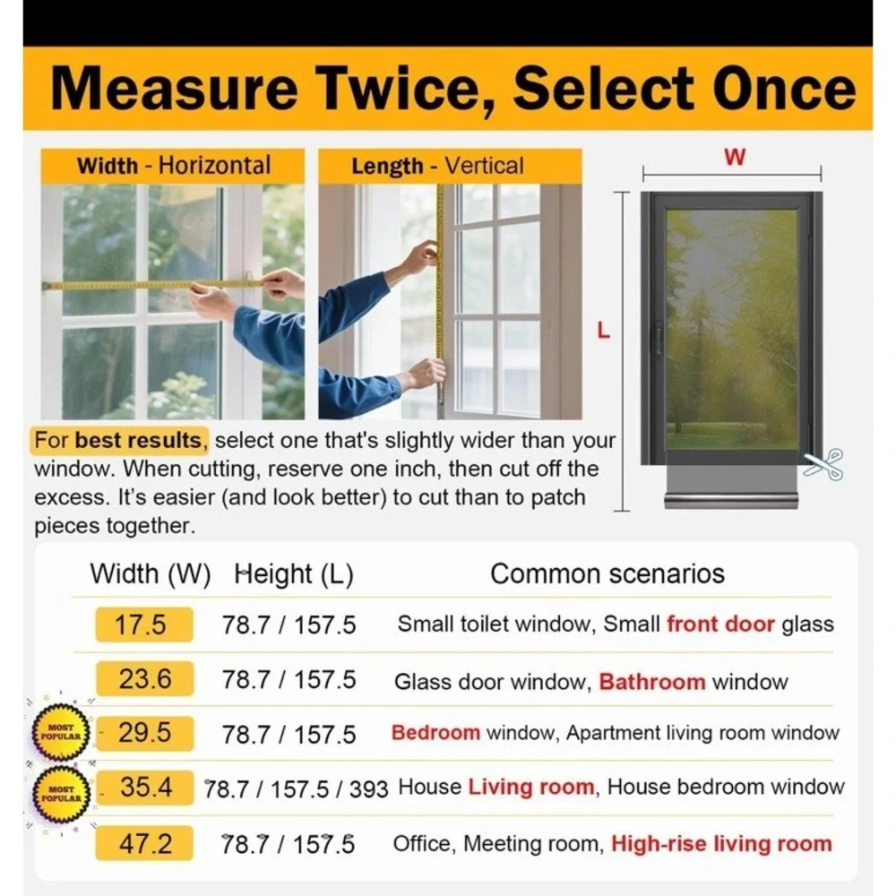 Window Privacy Film Static Cling Sun Blocking Reflective Silver 42.7x78.7 -2pk